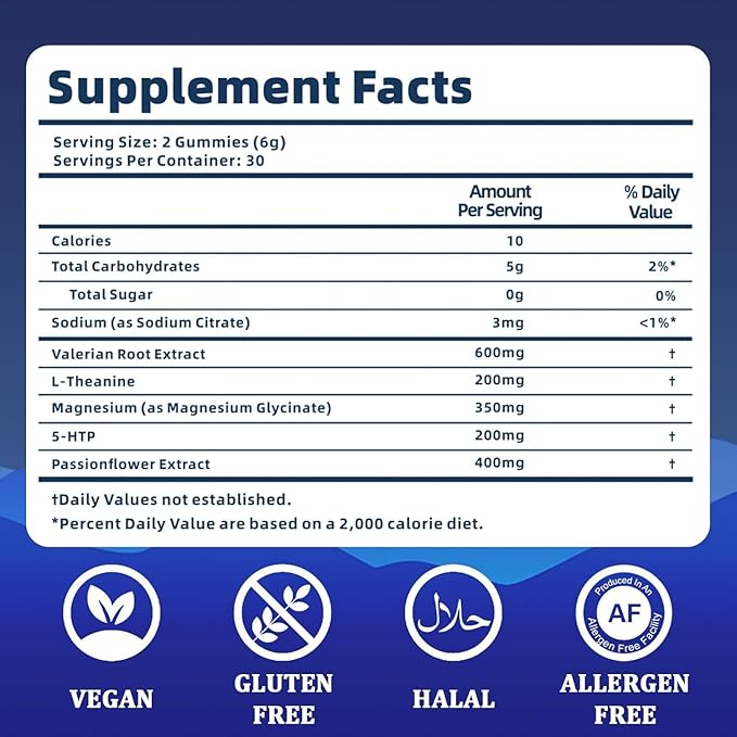 Natural Aid Gummies - 60 Gummies, Relax and Sleep - Vegan, Gluten Free, Non-Addictive