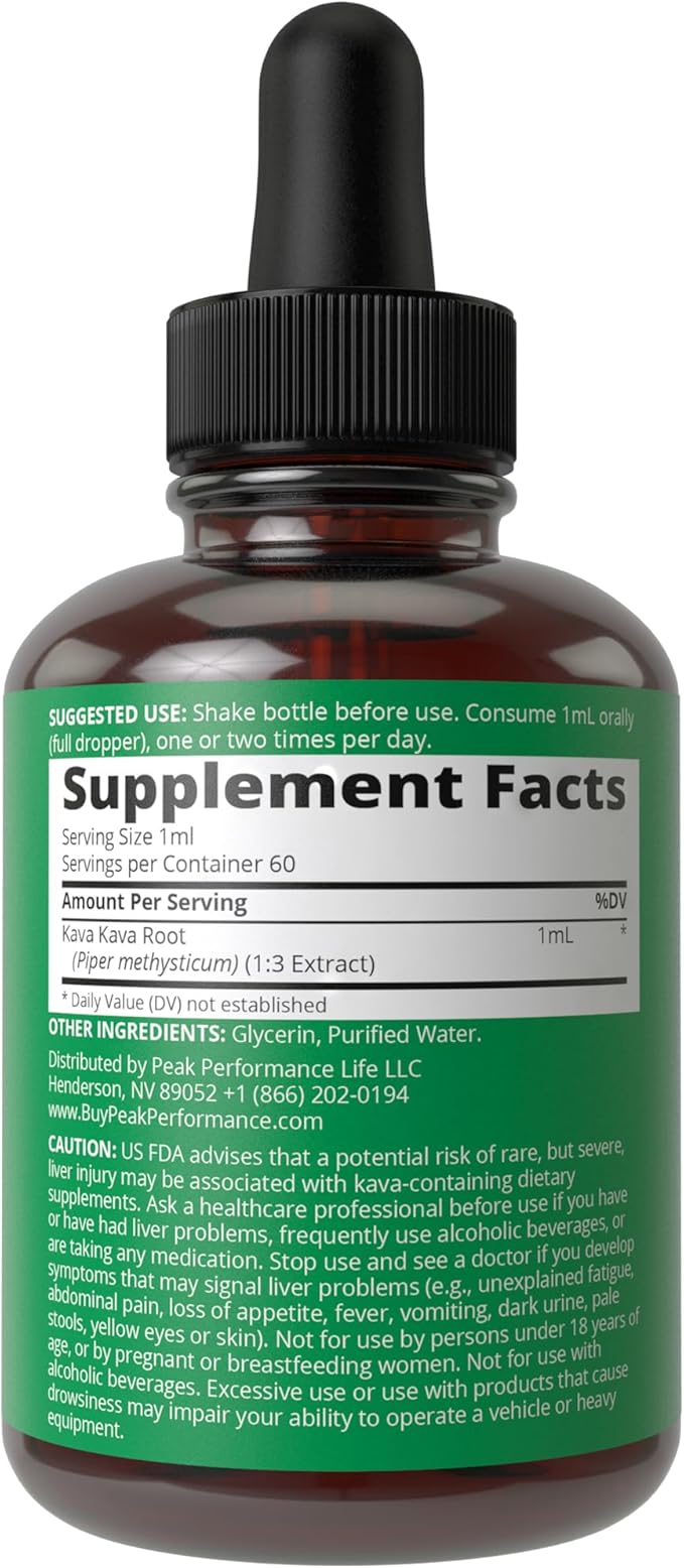 Kava Kava Root Extract Calming Liquid Drops More Concentrated - 1:3 Extraction Ratio. Vegan Supplement Aid for Relaxation, Calming, Natural Sleep. Sugar Free Gluten Free USA Tested Tincture