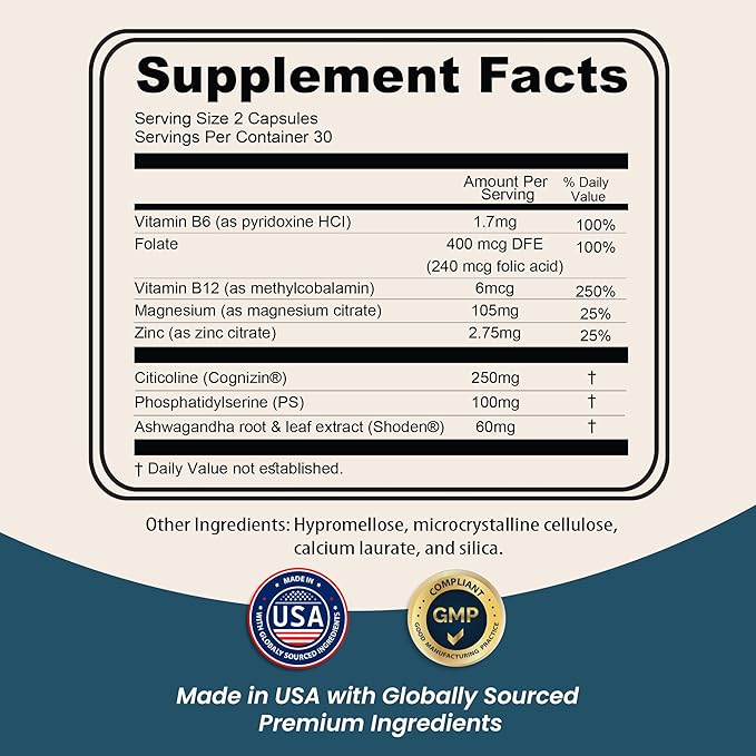 NutriWit – Brain Health Supplement for Cognitive Function, Focus & Neuron Support – Non-GMO, Gluten-Free, and Free of Soy, Lactose & BSE