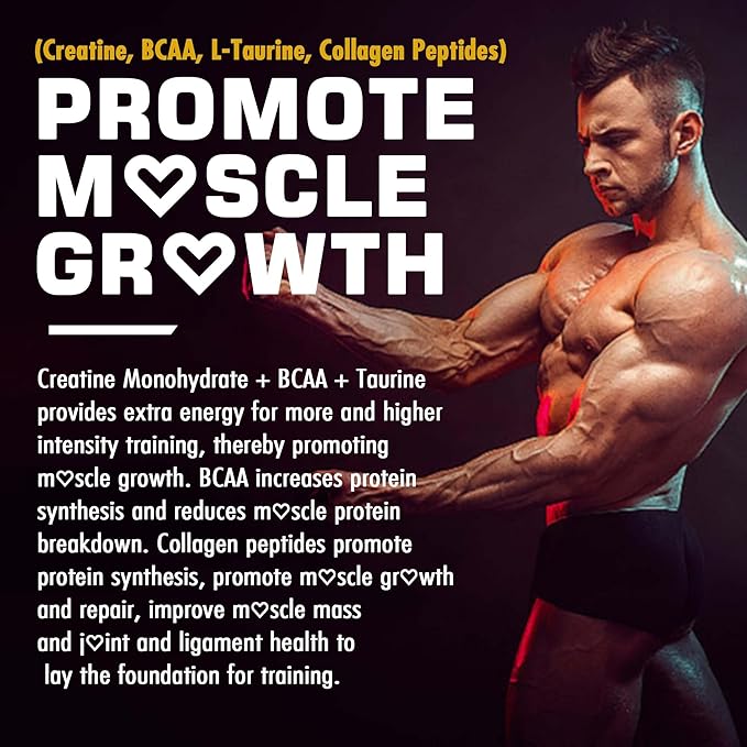 Creatine Monohydrate Gummies for Men & Women - with BCAA, Collagen Peptides, L-Taurine, Vitamin B12, D3, Creatine Monohydrate 5000mg (5g) Per Serving, Lemon Flavor, Sugar Free, 1 Pack