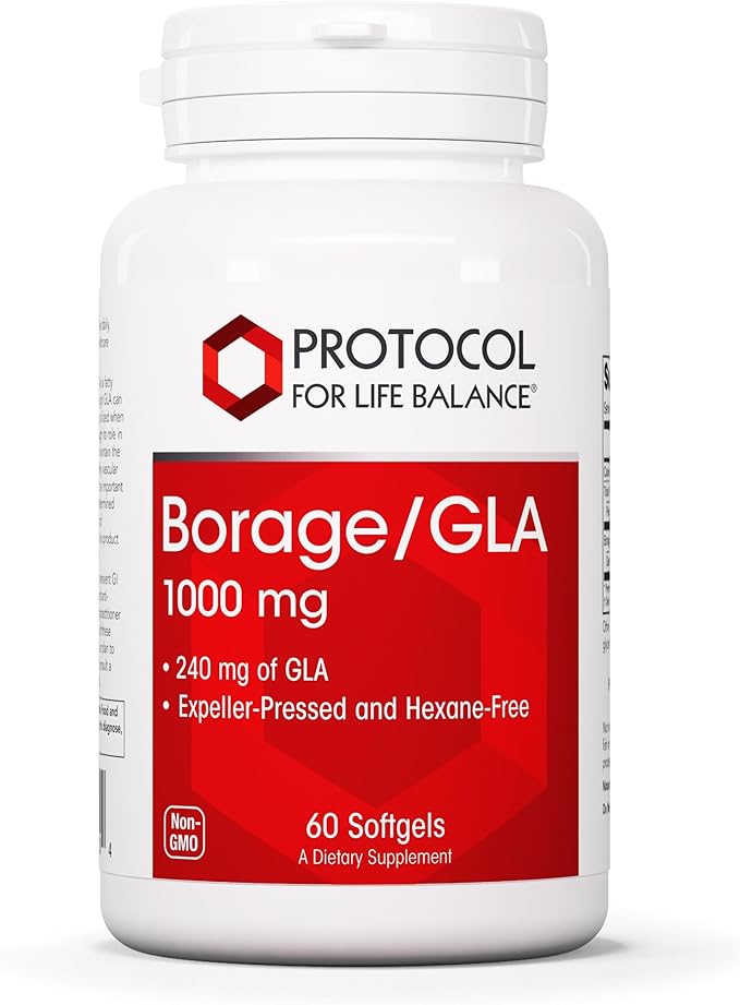 PROTOCOL FOR LIFE BALANCE Borage/GLA 1,000mg - 240mg GLA - Expeller-Pressed & Hexane-Free - Support Normal Immune Function - Borage Seed Oil - Dairy & Soy Free - 60 Softgels
