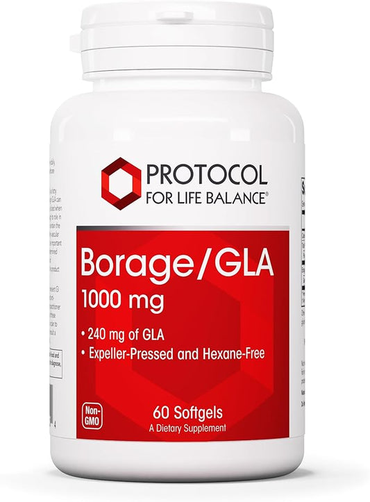 PROTOCOL FOR LIFE BALANCE Borage/GLA 1,000mg - 240mg GLA - Expeller-Pressed & Hexane-Free - Support Normal Immune Function - Borage Seed Oil - Dairy & Soy Free - 60 Softgels