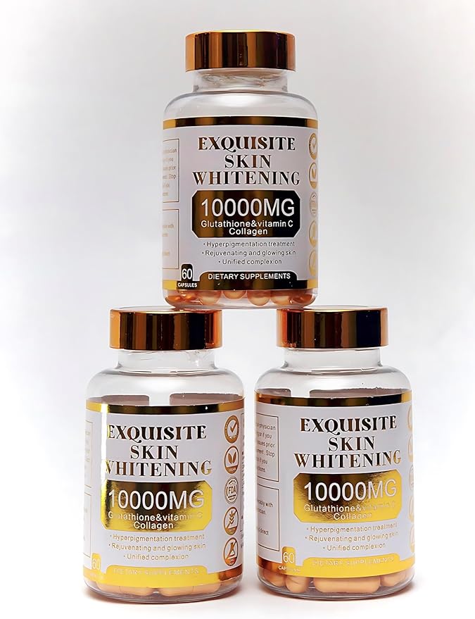 Skin Whitening - 10000mg Glutathione - Vitamin C & Collagen blend capsules - Fights Hyperpigmentation - Fair and Radiant Skin - Dark Spot Removal - Rejuvenation - Even Skin Tone - Anti-Aging