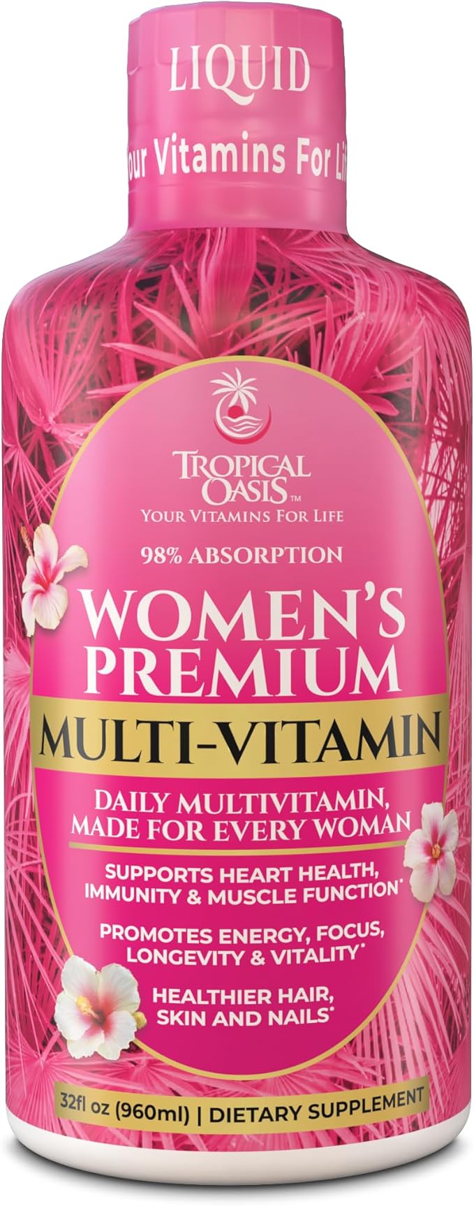 Premium Liquid Multivitamin for Women | Sugar Free Women’s Multivitamin | 100+ Vitamins, Minerals & Herbs Promote Anti-Aging, Heart, Brain & Bone Health |98% Absorption Rate | Non-GMO | 32 Serv
