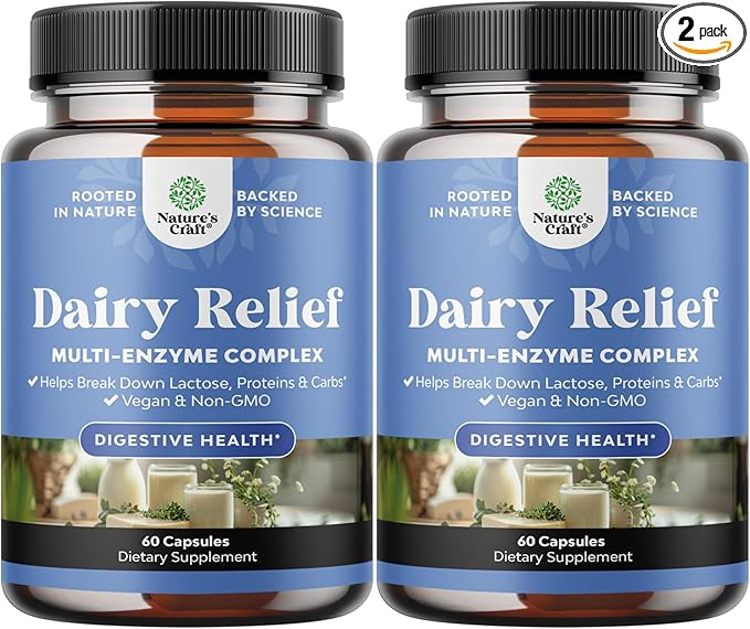 Lactose Intolerance Pills 120 Days Supply - Fast Acting Dairy Digestive Enzymes - Dairy Relief Pills for Digestion, Bloating, Gas and Carb Protein - Digestion Supplement for Lactose Intolerance Relief
