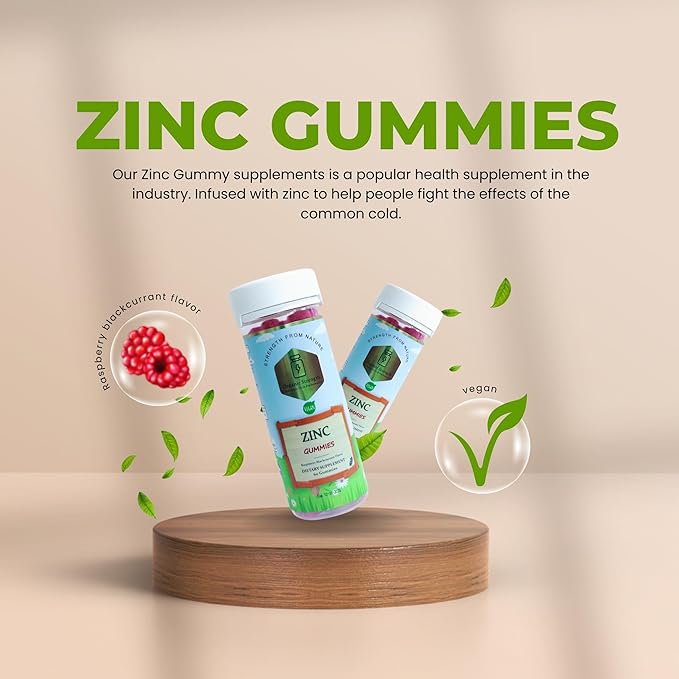 Vegan Zinc Pectin Gummies: Boost Your Immunity, Support Your Health with 50mg of Zinc, 455% Daily Intake (60 Count)