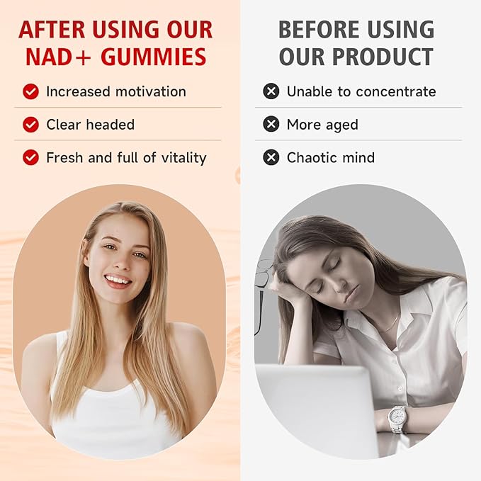 Pack of 2 NAD+ Gummies, NAD Supplement for Women - NAD Nicotinamide Riboside Resveratrol 1000MG, NAD+ Plus Supplement Gummies for Anti-Aging, Cell Regeneration & Energy, Strawberry, 120 Count