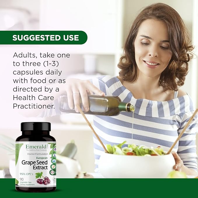 EMERALD LABS European Grape Seed Extract - Antioxidant & Immune Support Supplement - Supports Healthy Blood Flow - 90 Vegetable Capsules (90-Day Supply)