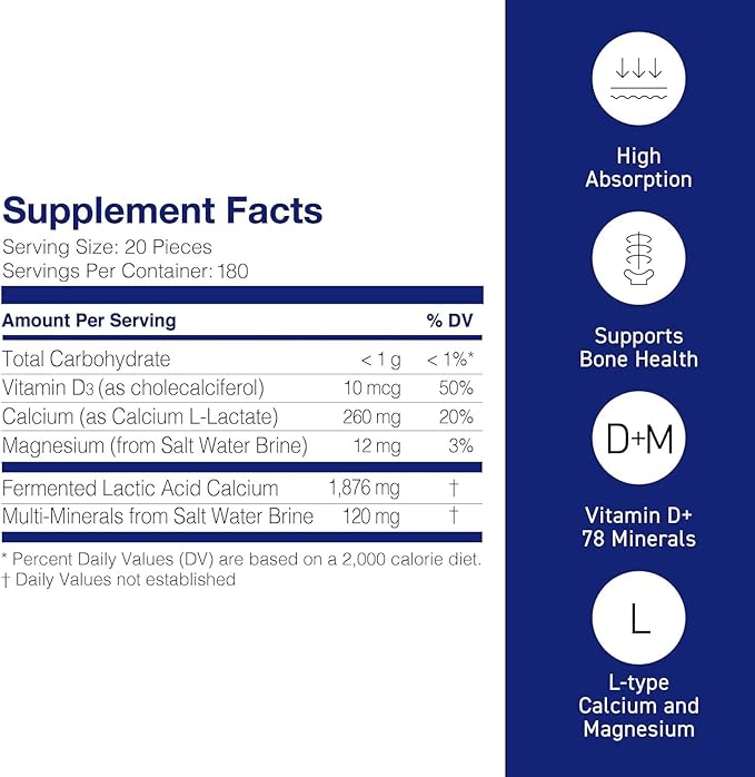 Mineral L-Cal, Calcium with Vitamin D3 In Ball Format, Enriched with Magnesium and Minerals, Water Soluble and Fast Absorbing, Calcium Magnesium D3 Supplement, 3,600 Balls & 360g per Bottle, Pack of 1