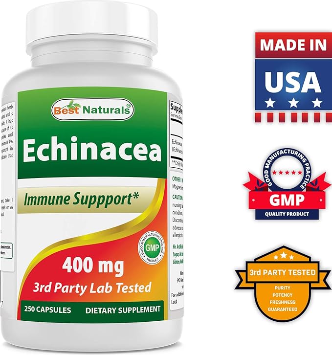 Best Naturals Echinacea 400 mg 250 Capsules (Pack of 2)
