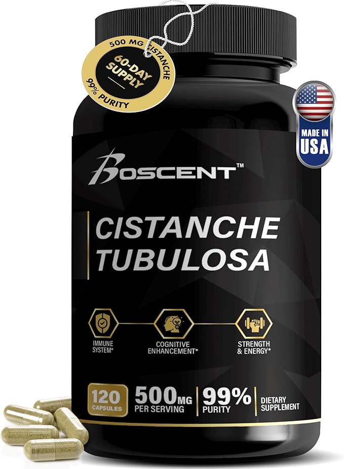 Premium Cistanche Tubulosa Extract 500mg (120 Capsules) - 50% Echinacosides,10% Acteosides - Natural Nootropic for Stamina, Immunity and Memory - No Fillers, Hormone Balance - Strength Booster for Men