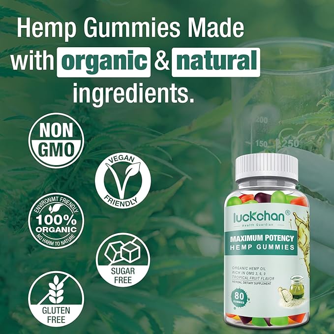(3 Packs) Hemp Gummies High Potency - Pure Extra Strength Organic Hemp Oil Gummies - 100% Natural Bear Hemp Gummy for Adults