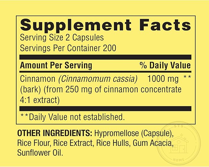 Spring Valley Cinnamon Dietary Supplement, 1000 mg, 400 Count + STS Sticker.