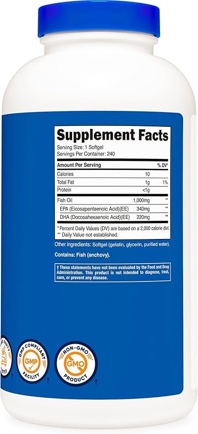 Nutricost Fish Oil 1000mg (560mg of Omega-3), 240 Softgels (3 Bottles)