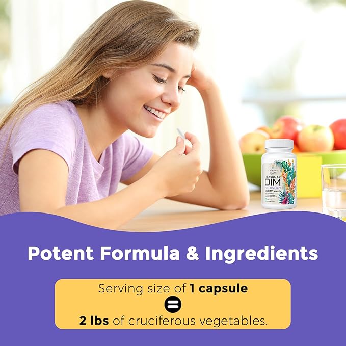 Liposomal DIM Supplement - 1500 mg Women DIM Supplement - Estrogen Supplements Contain Vitamin E, Evening Primrose, Black Cohosh, Omega-3 Fatty Acids, Suitable for Vegetarians (2 Pack)