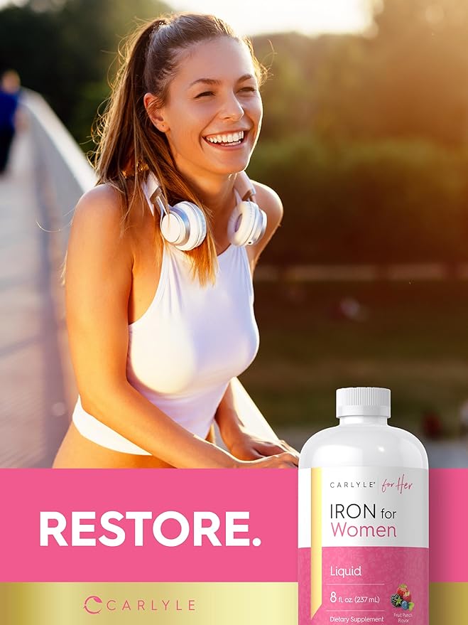 Carlyle Liquid Iron Supplement for Women | 8 fl oz Drops | Fruit Punch Flavor | Vegetarian, Non-GMO, Gluten Free