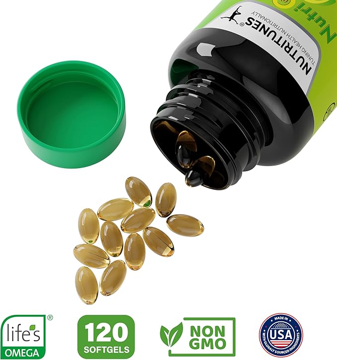 Vegan Omega 3 – Plant-Based DHA & EPA for Brain, Eye & Heart Health – 120 Softgels - NutriOm3 - made with Sustainably Sourced Premium Algal life’s OMEGA with SeaGel technology - Non-GMO, Allergen Free