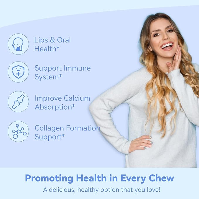 L-Lysine 1000mg Gummies, Chewable Lysine Supplement for Adults, Immune Support, Collagen Formation Support, Non-GMO, Vegan, Gluten Free - 60 Counts