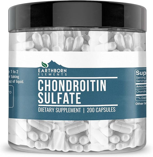 Earthborn Elements Chondroitin Sulfate 200 Capsules, Pure & Undiluted, No Additives