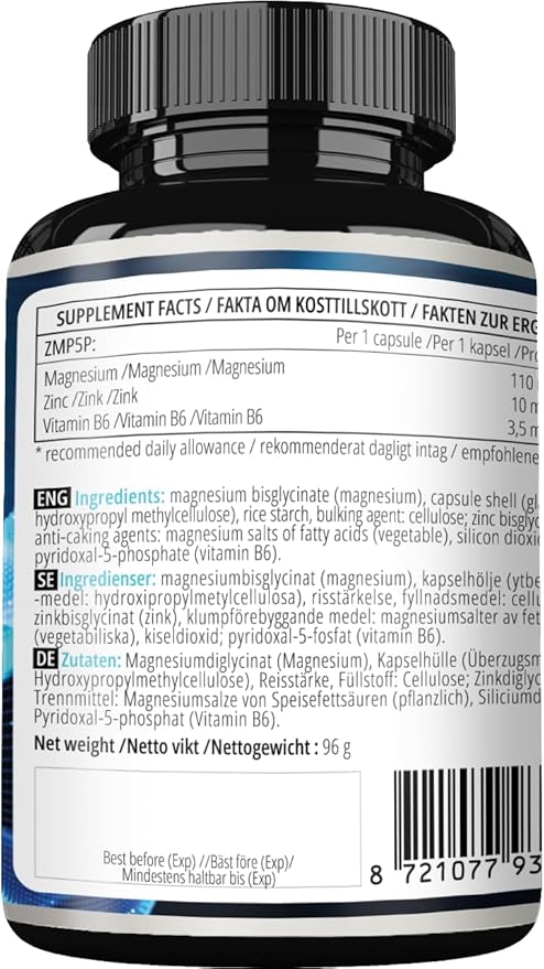 APOLLO'S HEGEMONY ZMP5P 375 mg per Portion - Magnesium, Zinc, Vitamin B6 in Chelated Form - 120 Vegan Capsules - 40 Day Supply - for Enhanced Health and Wellness