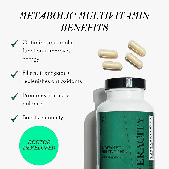 Veracity Metabolic Multivitamin for Women - Vitamin B Complex, Magnesium, Calcium, Essential Vitamins Supplement, Trace Minerals for Metabolism, Energy, Immune Support & Cellular Detox