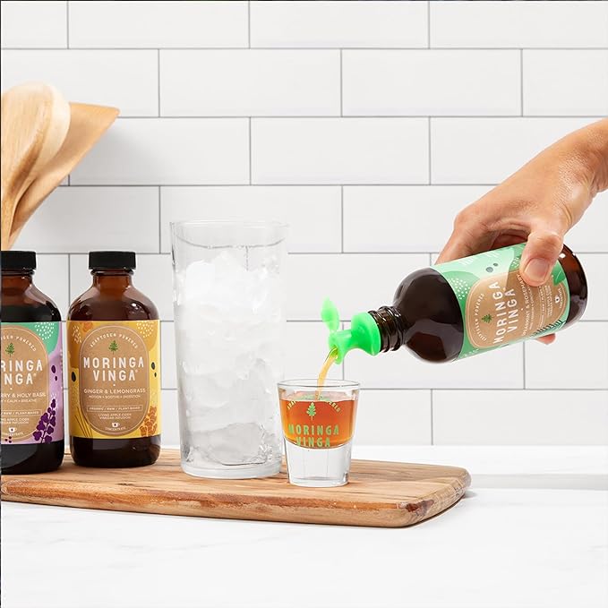 VINGA Organic Spearmint & Rosemary Moringa Infusion – Daily Herbal Tonic with Apple Cider Vinegar, Honey | Supports Mental Clarity & Circulation | Non-GMO, 8 oz