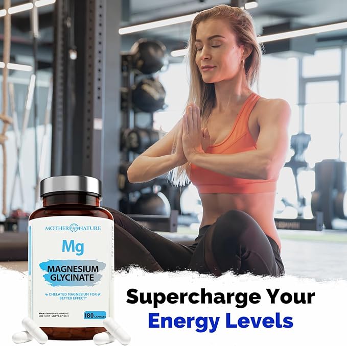 High Absorption Chelated Magnesium Glycinate, Supports Bone and Immune Health Daily Supplement, Chelated for Easier Digestion, 2 Month Supply, 180 Capsules