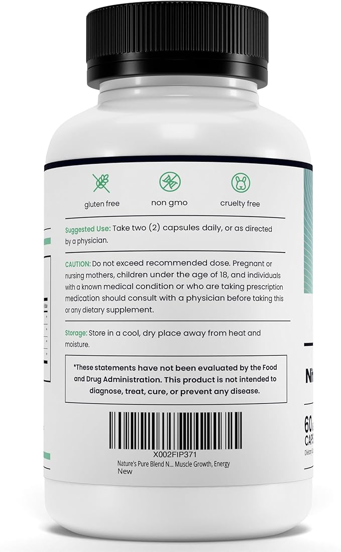 Nature's Pure Blend Nitric Oxide Supplements for Men – L-Arginine L-Citrulline – Heart Support & Flow Circulation Booster – 1500MG L Arginine and L Citrulline, Preworkout, Bodybuilding