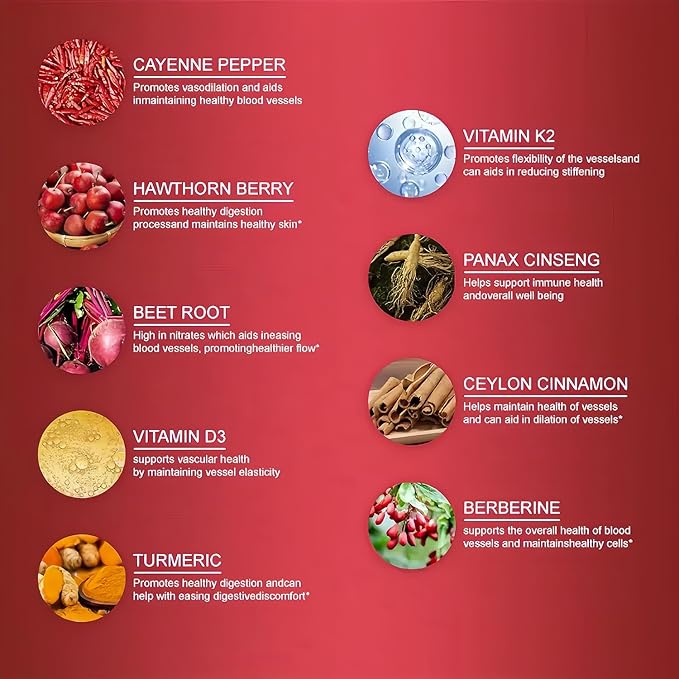 Cayenne Pepper Hawthorn Beet Root Turmeric Vitamin K2+D3 Liquid Drops (60ML)