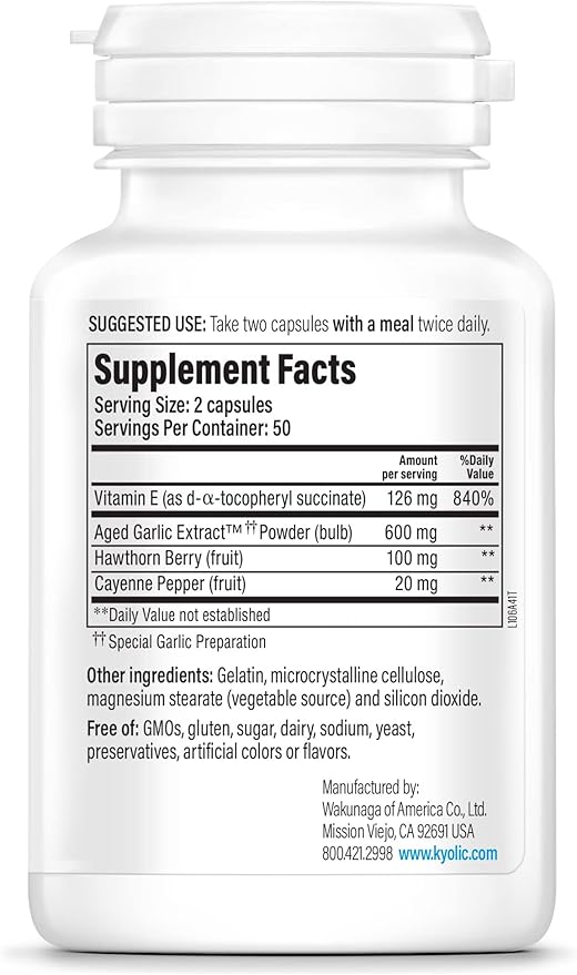 Kyolic Aged Garlic Extract Formula 106, Circulation Health, 100 Capsules (Packaging May Vary)