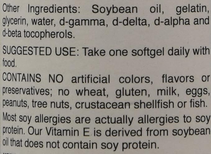 Natural Nutra Vitamin E 200 IU Supplement for Skin, Hair and Nails, Promote Heart Health, Helps Reduce Redness, Helps to Prevent Skin Texture, Promoted Immune System, Gluten Free, 60 Softgels