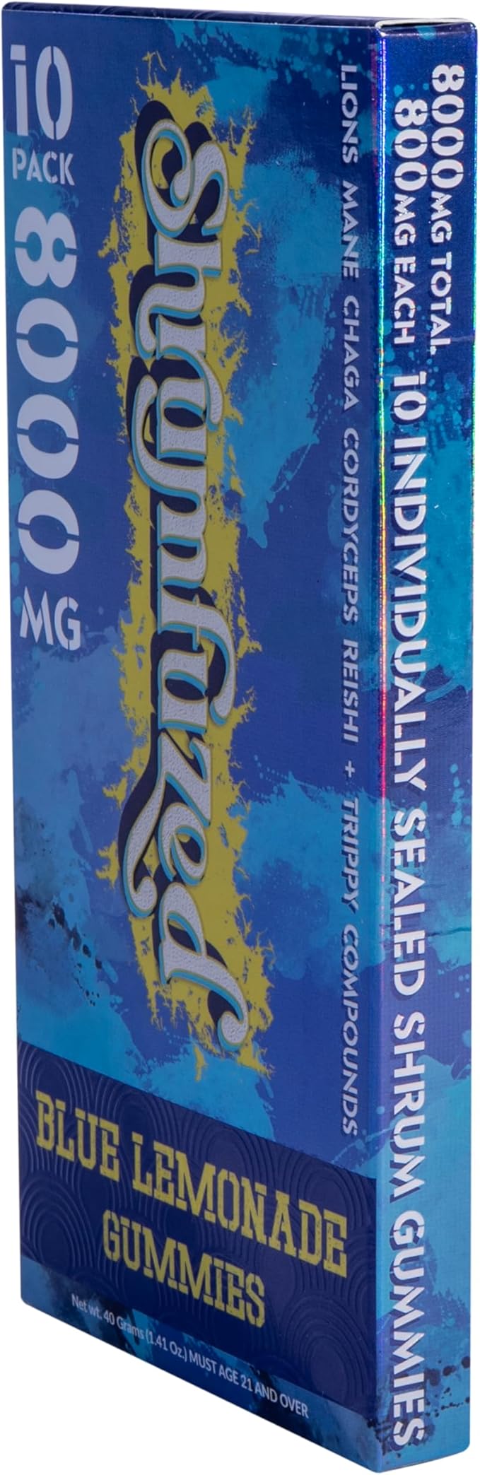Proprietary Nootropic Gummy 8000mg - Lion's Mane, Reishi, Chaga, and Cordycep Nootropic Tripee Mushroom Blend (10, Blue Lemonade)