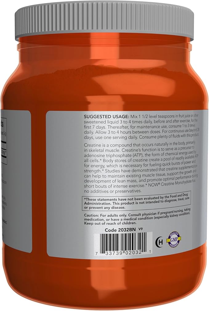 NOW Foods Sports Nutrition, Creatine Monohydrate Powder, Mass Building*/Energy Production*, 2.2-Pound