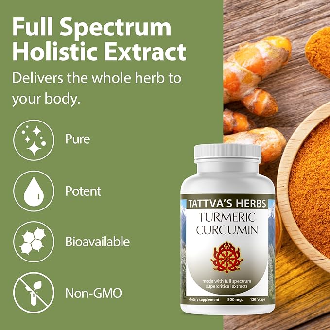 Tattva's Herbs Turmeric Curcumin with Black Pepper Supplement, Turmeric Capsules, Antioxidant Support, 2 Pack, 240 Count from