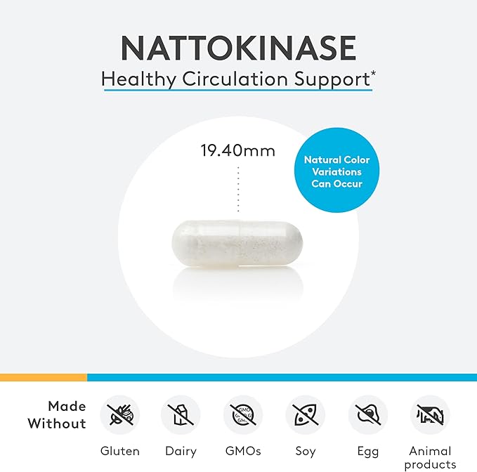 XYMOGEN Nattokinase - Nattokinase 2000 FU Blood Pressure Supplements - Heart Health, Blood Circulation and Blood Pressure Support - Gluten Free, Vegan, Non GMO (60 Capsules)