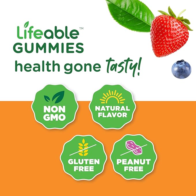 Lifeable Vitamin B12 + Calcium with Vitamin D, Gummies Bundle - Great Tasting, Vitamin Supplement, Gluten Free, GMO Free, Chewable