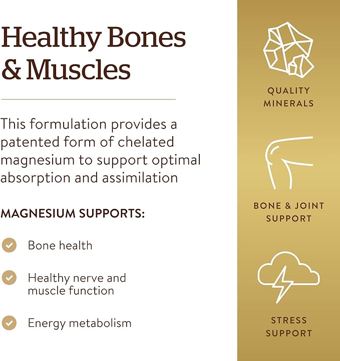 Solgar Chelated Magnesium, 250 Tablets - Supports Nerve & Muscle Function - Promotes Healthy Bones - Vital for Cellular Energy Release - Non-GMO, Vegan, Gluten Free, Dairy Free - 62 Servings