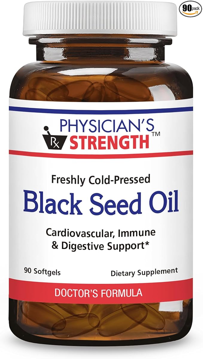 Physician's Strength Black Seed Oil Gelcaps - 90 Softgels - Supports Healthy Body Response - Freshly Cold Pressed - Non-GMO - 45 Servings