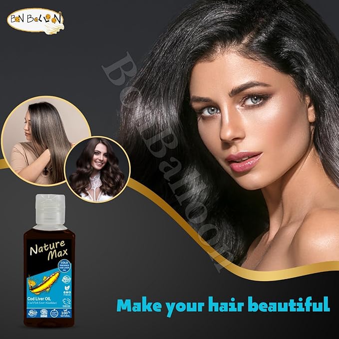 Nature Max Cod Liver Blubber Oil Natural Undiluted Pure For Hair & Skin Care & Food Cold Pressed Premium (1Pack = 2.70 oz / 80 ml) زيت كبد الحوت