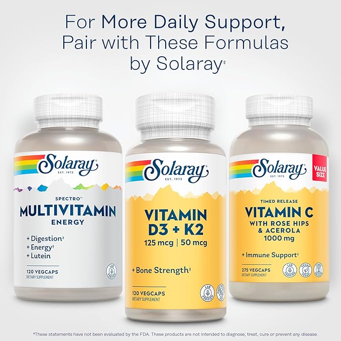 SOLARAY Spectro Energy Multivitamin for Women and Men - Cellular Energy, Digestion, Eye Health and Immune Support - w/Vitamin A, Vitamin B Complex, CoQ10, Iron, Enzymes, Lutein - 30 Serv, 120 VegCaps