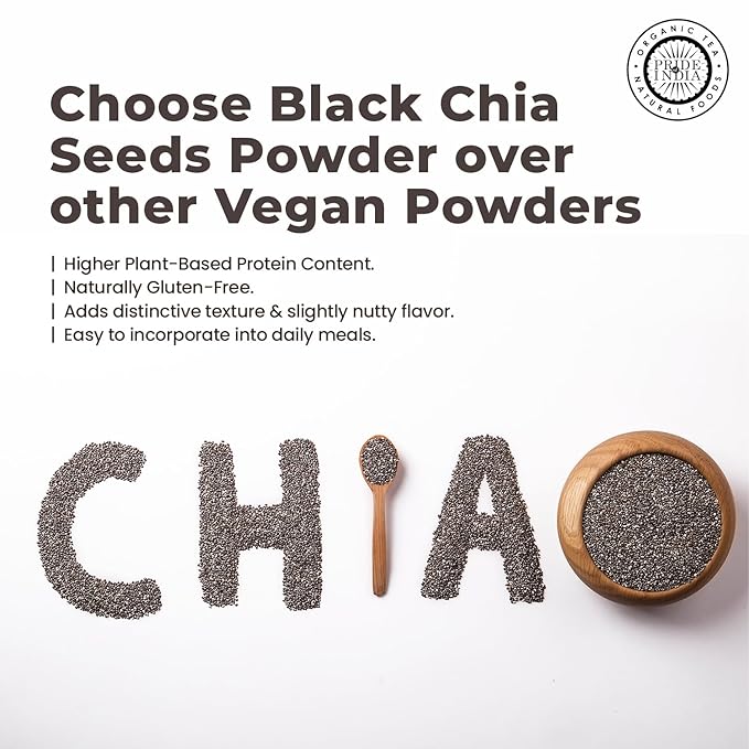 Pride Of India - Whole Black Chia Seeds Raw (Pesticide Free)- Omega-3 & Calcium Superfood, 2 Pound Jar
