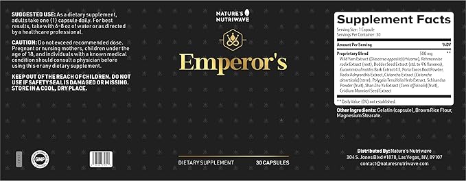 Emperor’s Vigor Tonic - 100% Natural Herbal Supplement | Non-GMO, No Stimulants, Easy to Use | 60 Capsules, 3 Month Supply | Made in USA