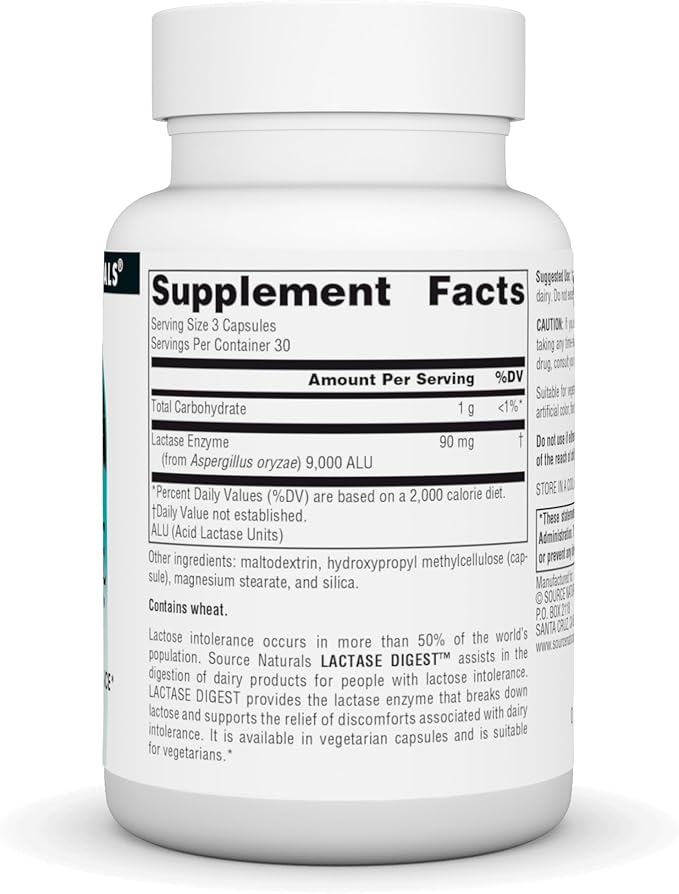 Source Naturals Lactase Digest, for Lactose Intolerance* - 90 Capsules