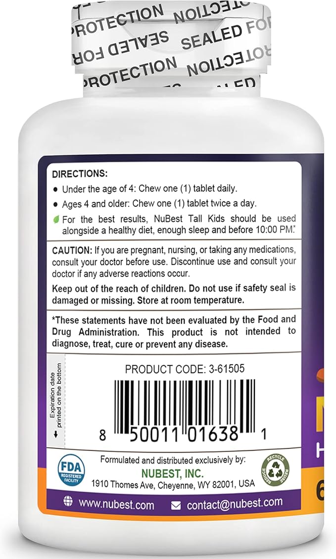 NuBest Tall Kids - Helps Grow & Develop Healthily - Immunity & Bone Strength Support - Toddlers Vitamins & Kids Vitamins for Age 2 to 9-60 Chewable Tablet - Funny Animal Shape - 2 Pack