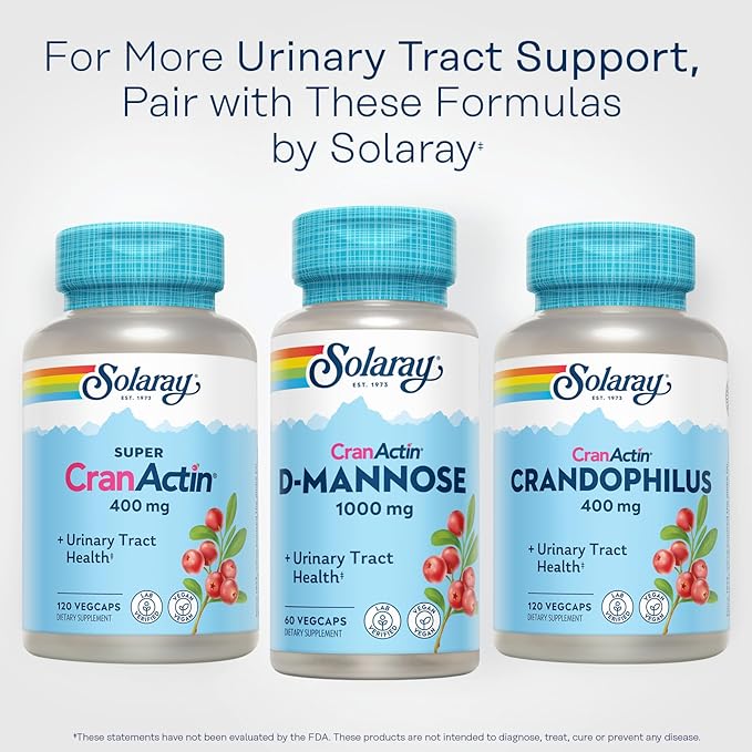 Solaray D-Mannose 1000mg with CranActin Cranberry Extract - D Mannose Cranberry Supplement with Vitamin C - Supports Urinary Tract and Bladder Health - Vegan, 60 Day Guarantee, 30 Servings, 60 VegCaps