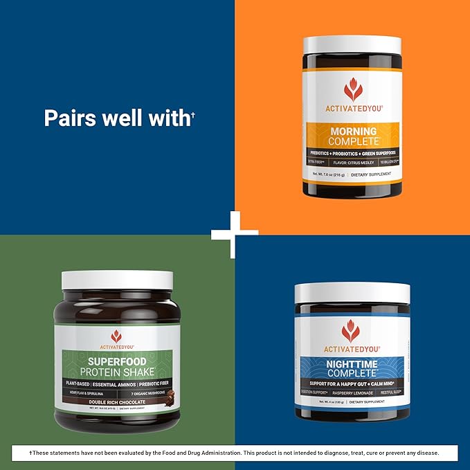 ACTIVATEDYOU Bio Collagen Complex - Plant-Based Collagen with Highly Absorbable Biotin to Support Youthful Skin, Hair Health, Muscle Strength - Vegan Formula with Lustriva & Saw Palmetto (30 servings)