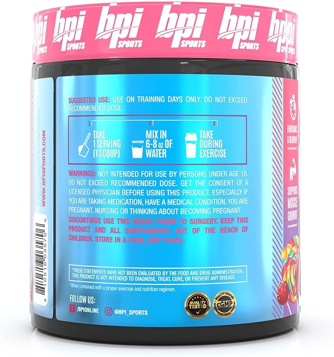 BPI Sports Best BCAA Pump - BCAA Powder Intra Workout Sports Drink with Branched Chain Amino Acids for Hydration & Recovery, for Men & Women - Candy Land - 25 Servings
