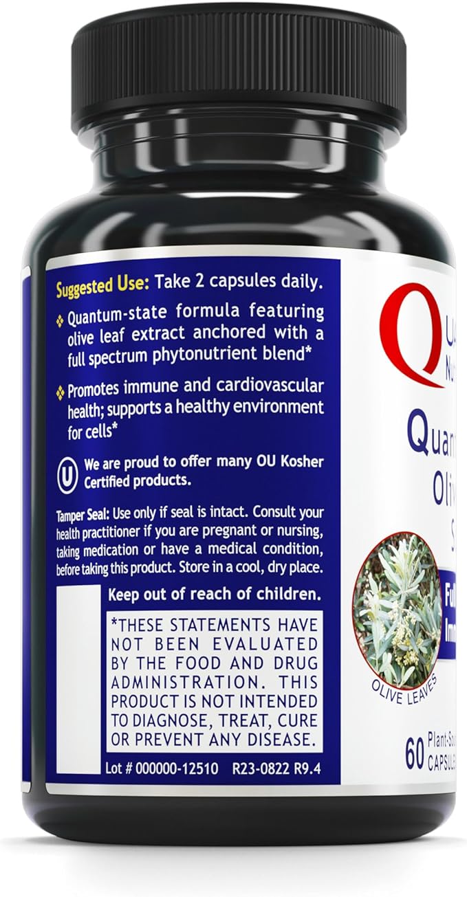 QNL Quantum Olive Leaf Support - Organic Olive Extract Capsules - Heart Health Supplement for Men & Women - Daily Immune Support for Adults - 60 Plant-Source Capsules