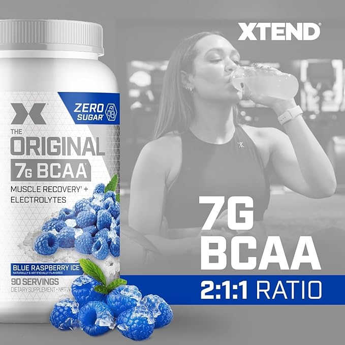XTEND Original BCAA Powder 7g BCAA and 2.5g L-Glutamine, Sugar Free Post Workout Muscle Recovery Drink with Amino Acids for Men & Women, 90 Servings