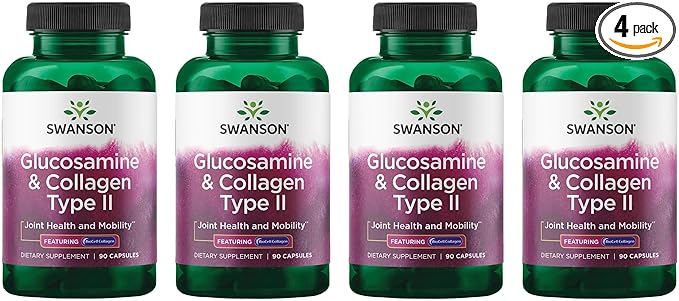 Swanson Glucosamine & Collagen Type II - Featuring BioCell Collagen 90 Capsules (4 Pack)